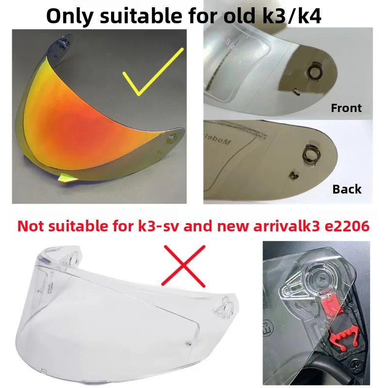 

Old K3 K4 Lenses Motorcycle Helmet Mirror Accessories FORK3 K4 Helmet Lens Plating Day & Night Universal