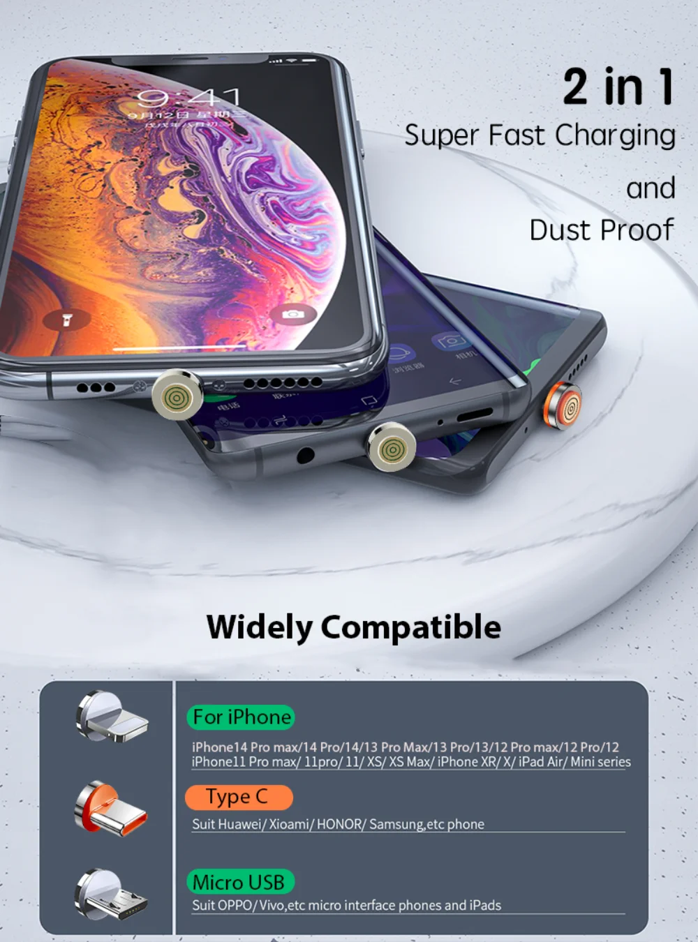 NNBILI 6A Round Magnetic Plug for Huawei Honor 3A USB Type C Magnet Tips Fast Charging Adapter for iPhone Samsung Xiaomi Oneplus
