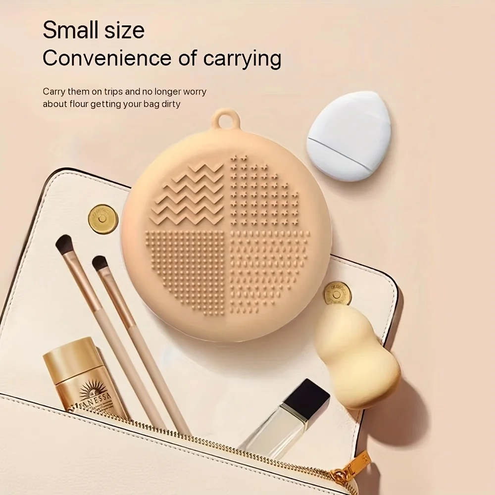 1pc 2-in-1 Powder Puff Storage Box Beauty Egg Protective Cover Silicone Powder Puff Storage Rack Multi functional Makeup Brush W