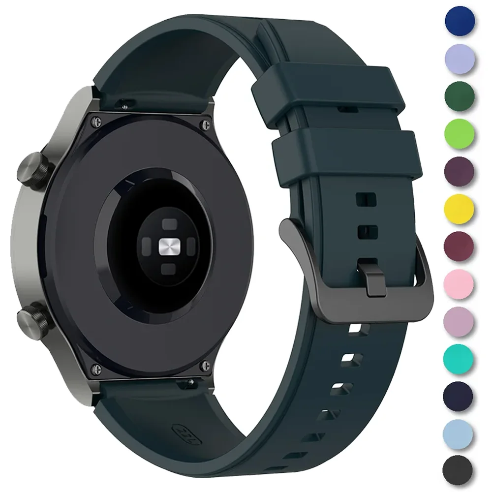 22 مللي متر 20 مللي متر حزام سيليكون لساعة هواوي 4/3/GT5/4 Pro Amazfit GTR/GTS Band سامسونج جالاكسي ساعة 4/5/6/7 40 مللي متر/نشط 2 سوار