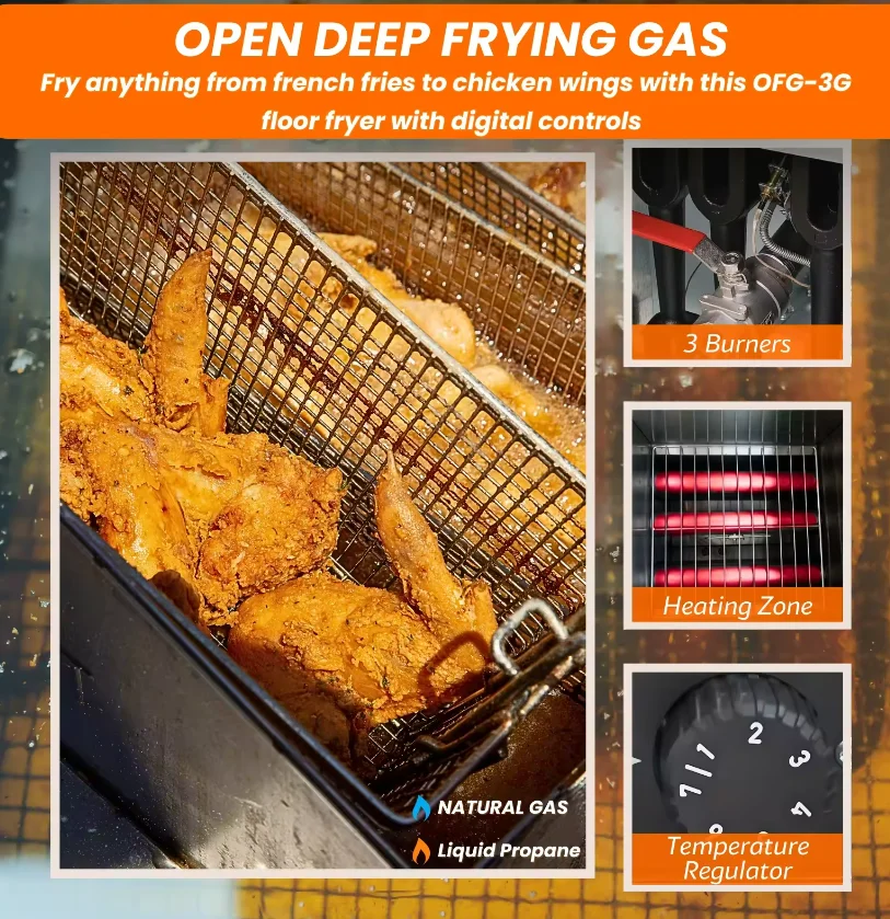 Ex-Factory Price 26L Stainless Steel Deep Fryer Single Commercial Kitchen Lpg Fryer For Chicken Fish