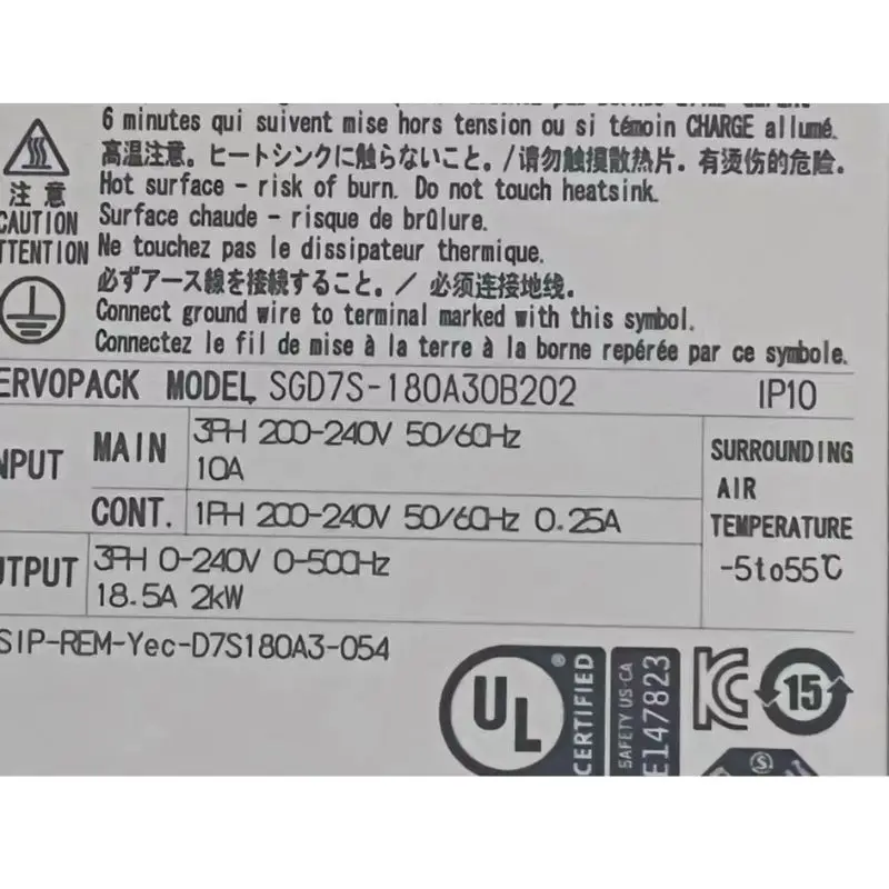 Second hand 2kw bus type M3 driver SGD7S-180A30B202 tested OK and shipped quickly