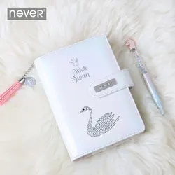 Never Yiwi White Swan A6 Loose Leaf Binder Student Planner Agenda Budget Planner Office and Korean School Supplies Stationary