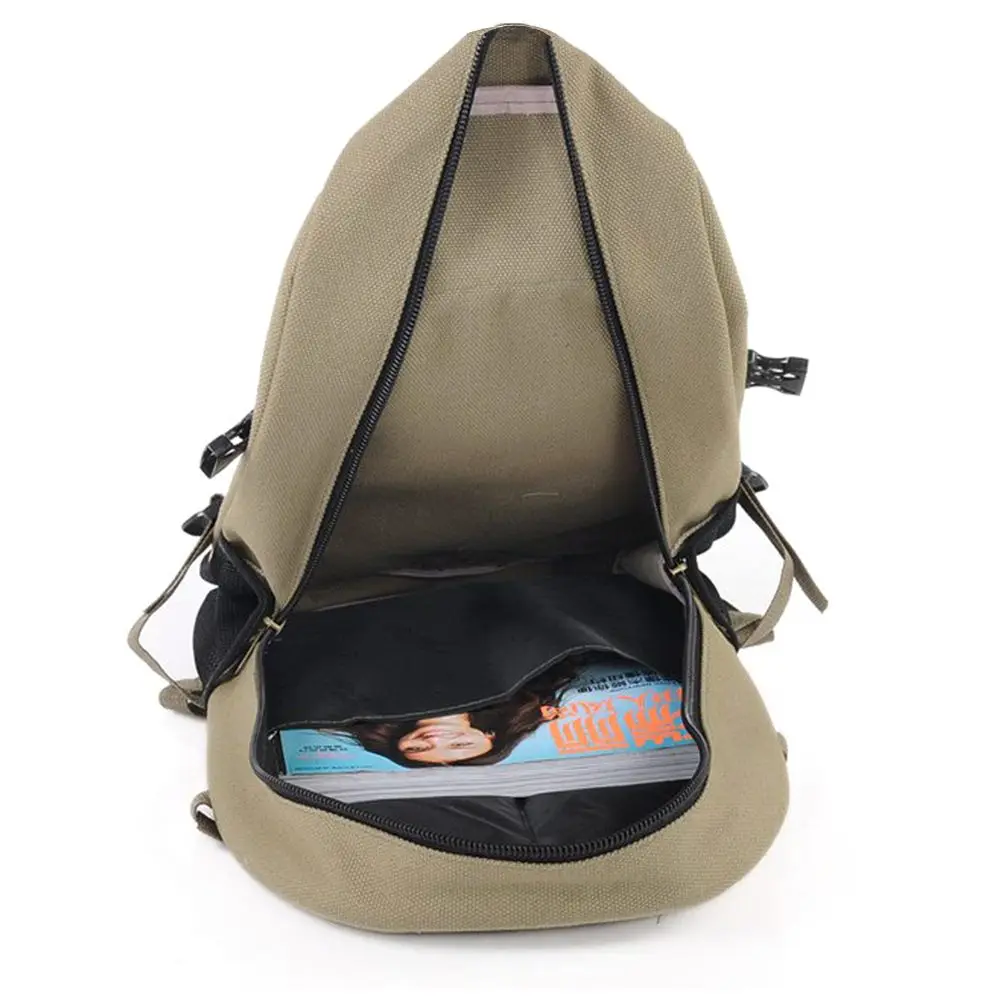 2024 Men\'s Canvas Backpack Large-Capacity Schoolbag Solid Color Backpacks Fashion Casual Travel Sport Bag Hiking Camping