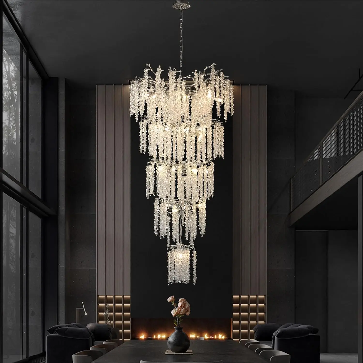 Imagem -03 - Lustre de Teto de Cristal com Borla Luz Suspensa Nordic Luxury Loft Escadaria Sala Villa e Hotel