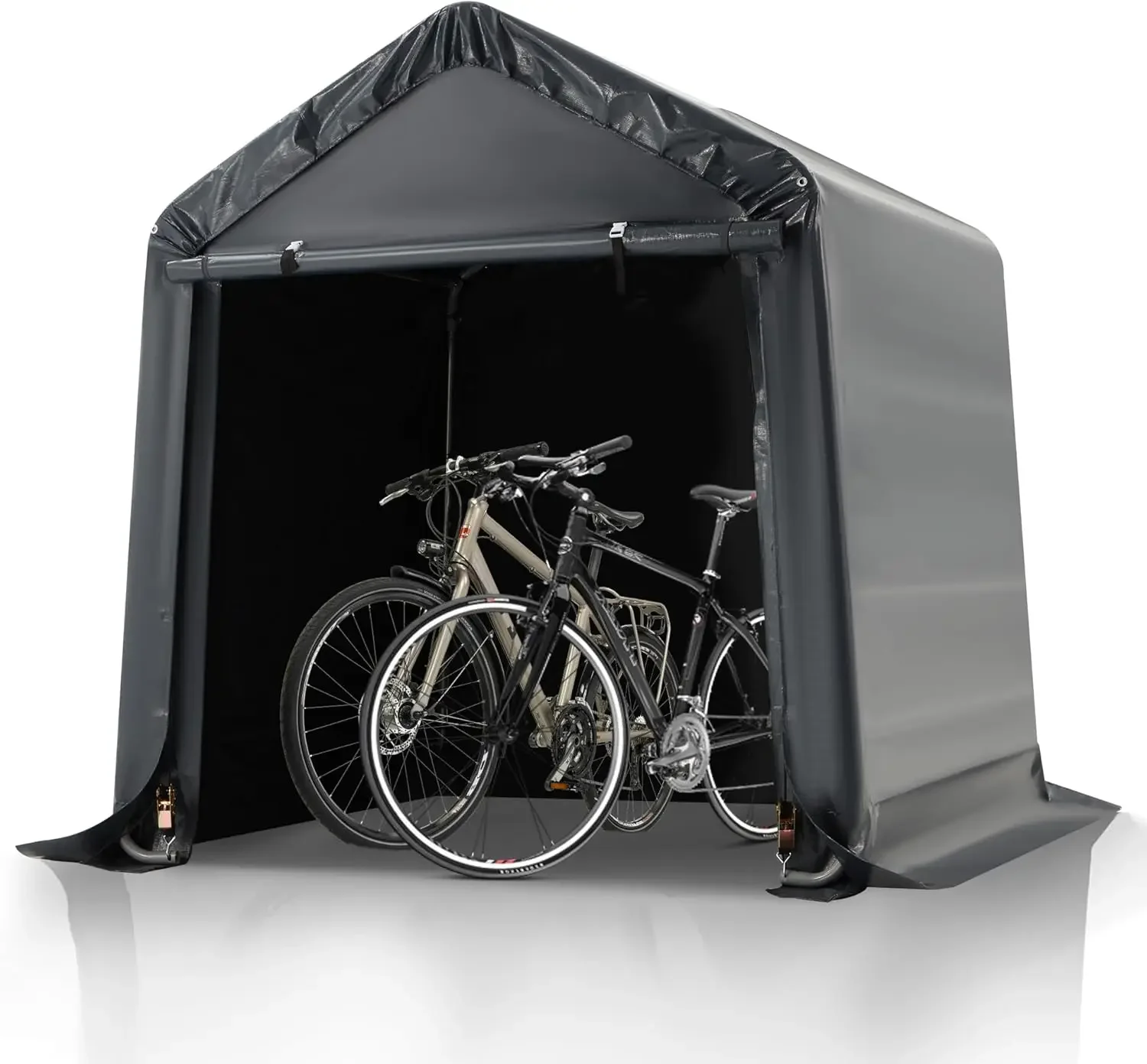 6x6ft, Heavy Duty Outdoor Storage Shed with Rolled up Zipper Door, Carport Canopy for Bikes, Motorcycles, Outdoor Tools