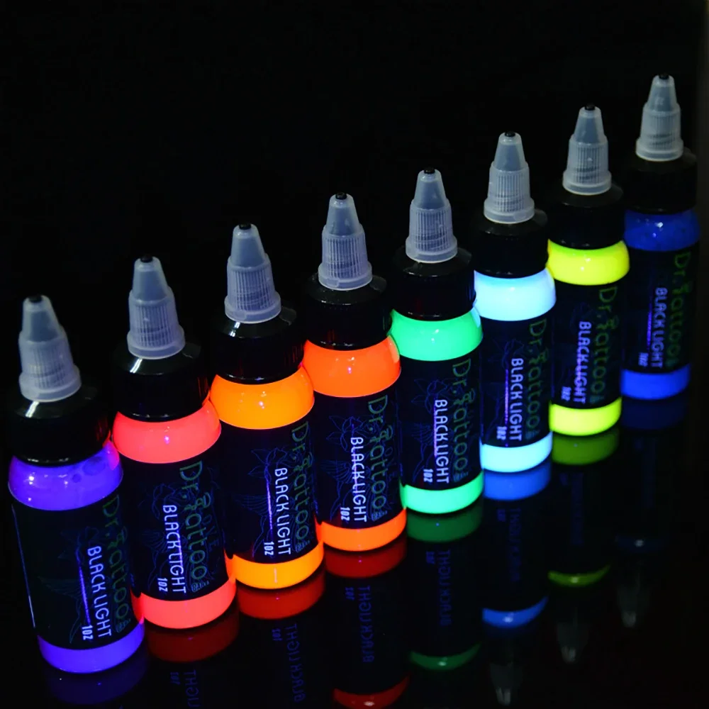 30ml Fluorescent Pigment Color Tattoo Ink For Body Art  Bright Fashion Party Purple Light Irradiation Tattoo Ink Supplies