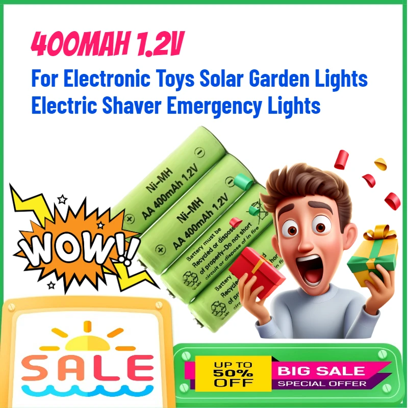 

300mAh 1.2V NI-MHAA Rechargeable Batteries for Electronic Toys Solar Garden Lights Electric Shaver Emergency Lights