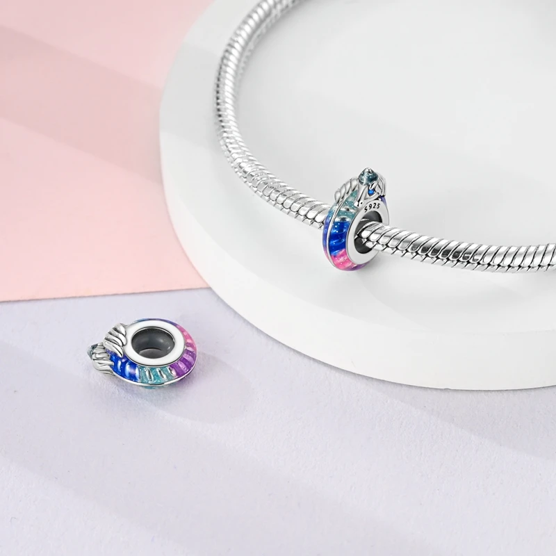 100% 925 Sterling Silver Rainbow Zircon Colorful Butterfly Dragon Shaped Silicone Stopper Charms Beads Fit DIY Bracelets Jewelry
