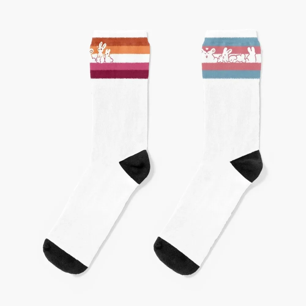 

Trans Lesbian Pride Rabbits Socks Stockings man winter thermal Antiskid soccer Sports Socks For Men Women's