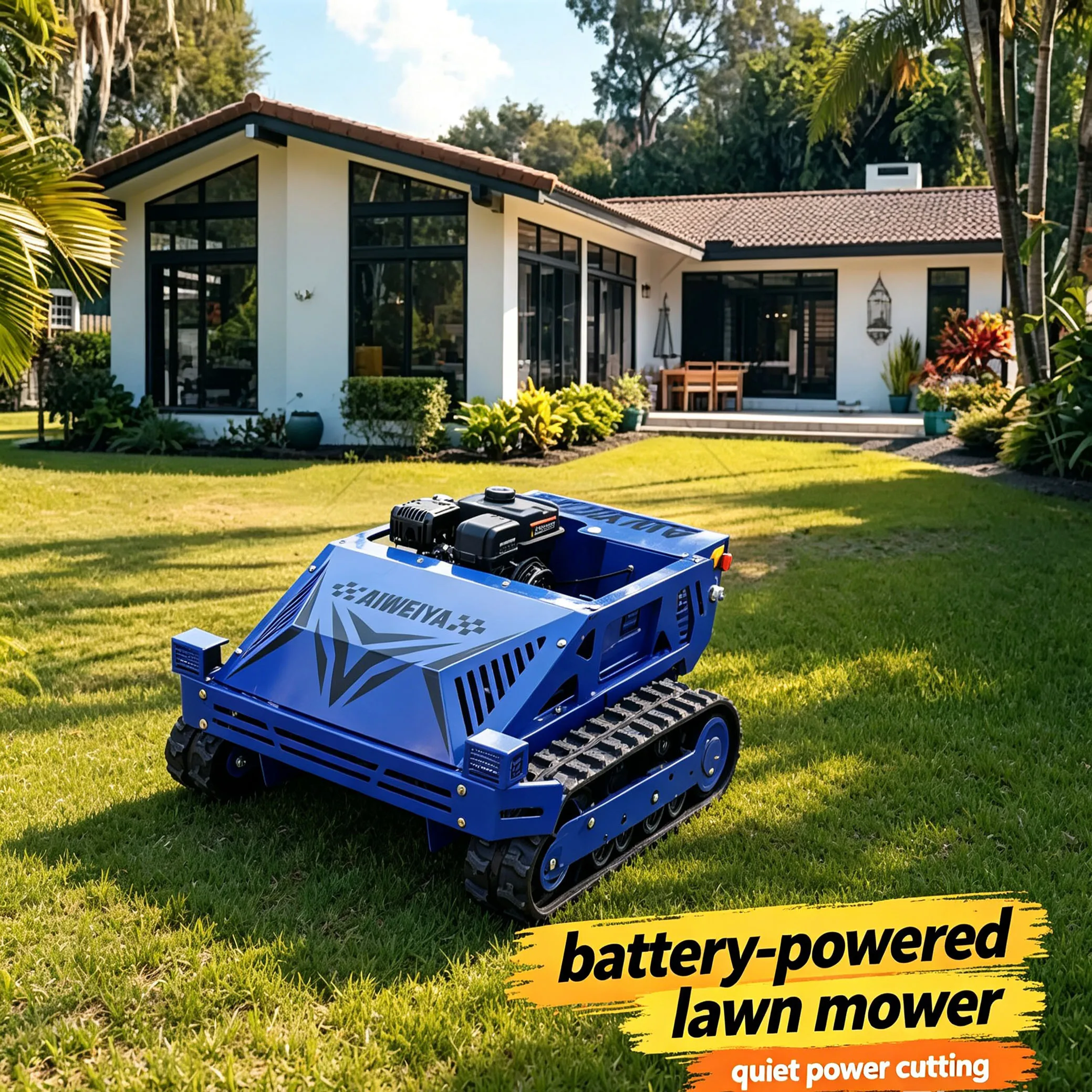 Customized all-terrain lawn maintenance equipment works steadily via lawn mower with remote control, 550s 4-stroke machine