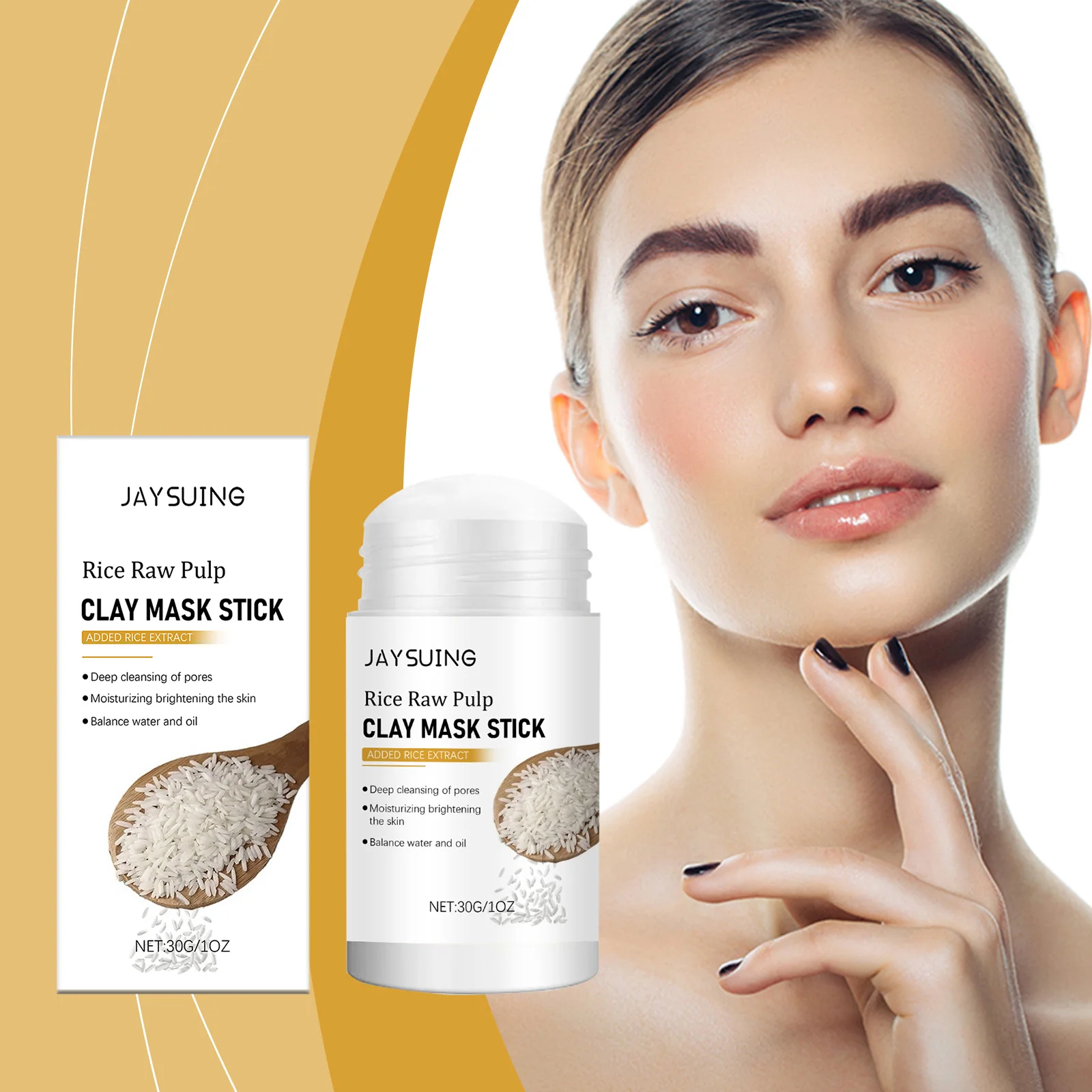 

Rice Face Clay Mask Stick Anti-Aging Dullness Blackhead Remover Pore Tightening Cleansing Moisturizing Smooth Facial Mud Mask