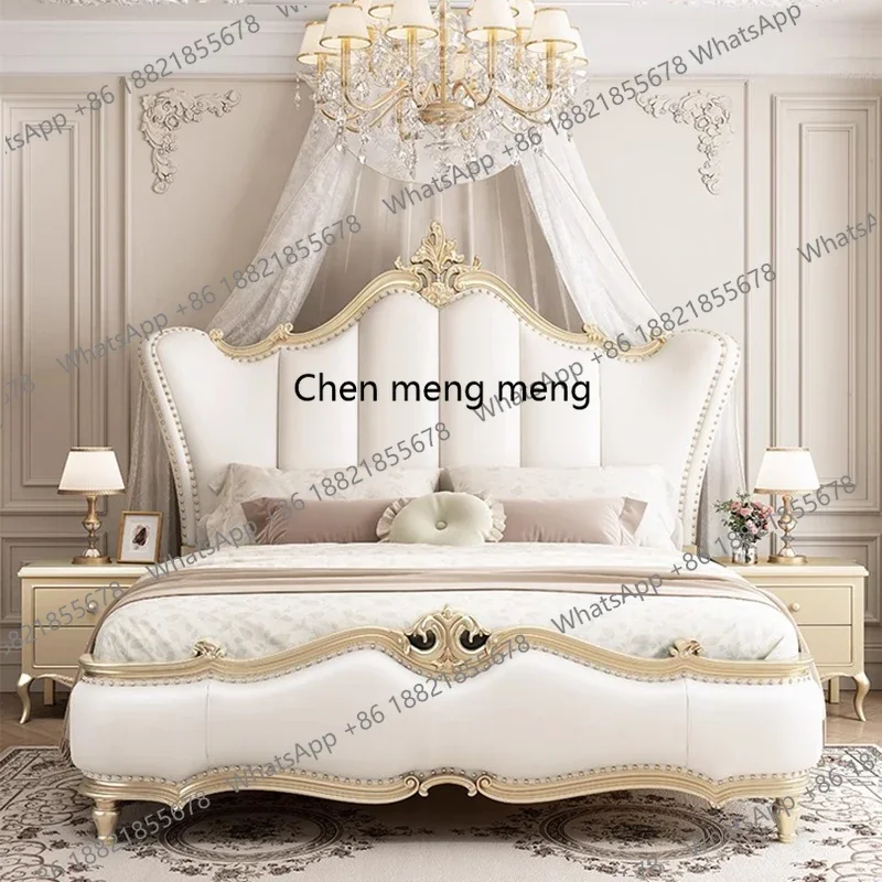 

Двуспальная кровать F5822 «Белый крем»: модный европейский дизайн, безопасный сон, эргономичная конструкция, постмодерн, с меховой обивкой