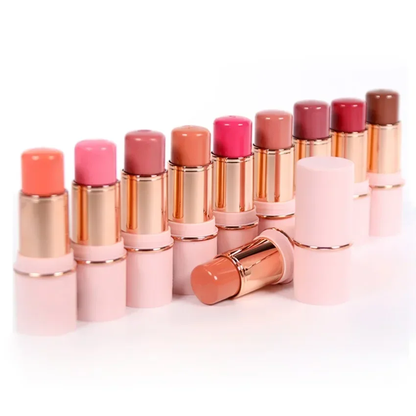 Fard Stick con etichetta privata a 11 colori, logo personalizzato, pigmento, resa cromatica impermeabile a lunga durata, trucco opaco, confezione rosa