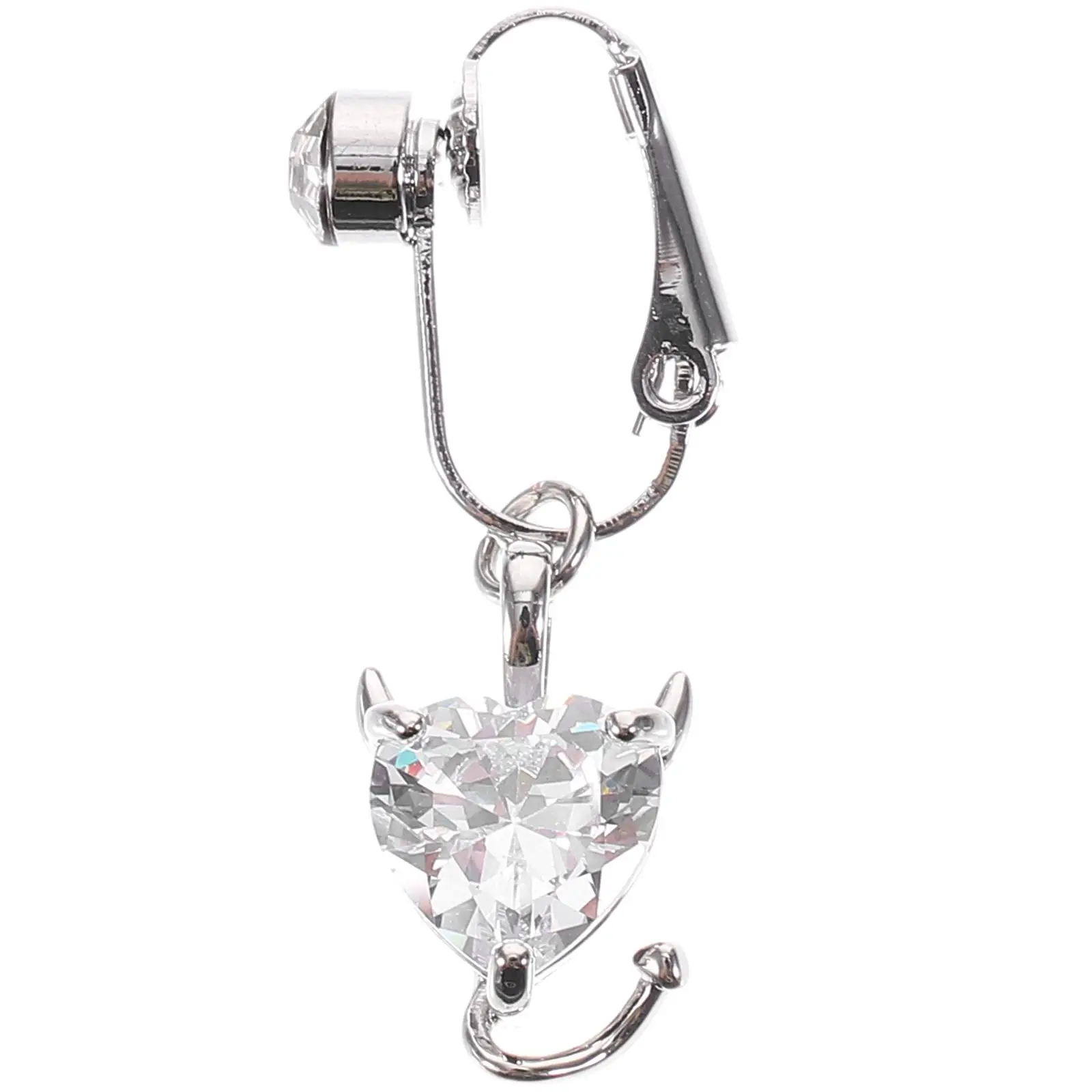 

Love Zircon Pendant Clip On Belly Button Rings Fake Belly Ring Dangle European Style Reusable Safe Fashion Accessories