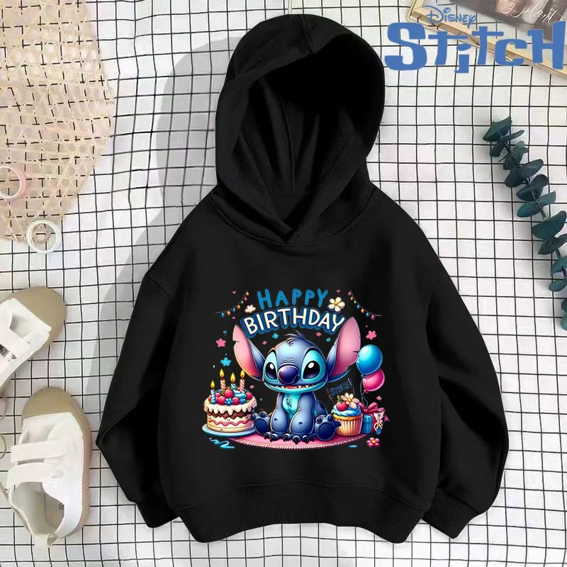 

Disney Cartoon Print Hoodie Fashion Stitch Birthday Monster Letter Cartoon Sweatshirt Pullover Cute Harajuku Kids Boys Girls Top