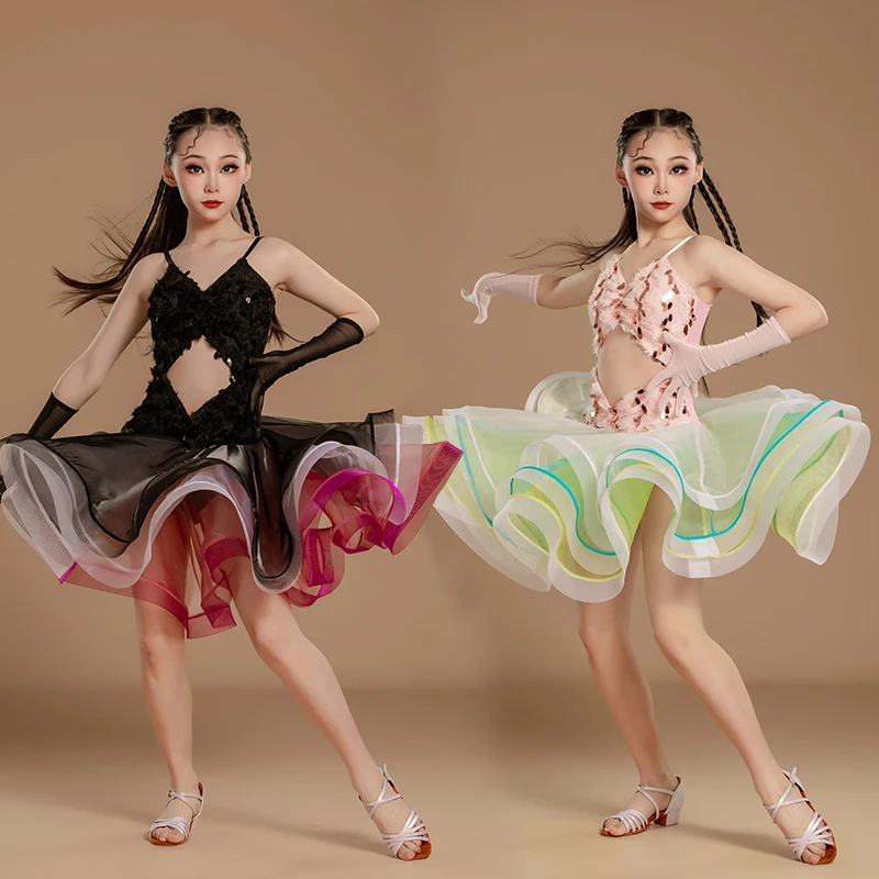 

New SpringSummer Latin dance costumes children's dance performance costumes high-end practice sets professional dance skirts