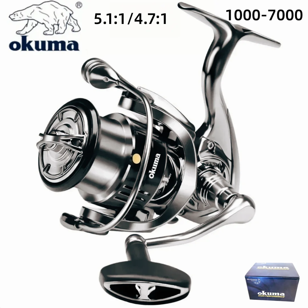 Okuma Seewasser-Angelrolle mit Metallkugelknopf, Rotierende Rolle 1000-7000 3+1BB 5.1:1 Maximale Widerstandskraft 15KG Wasserdichte Rolle