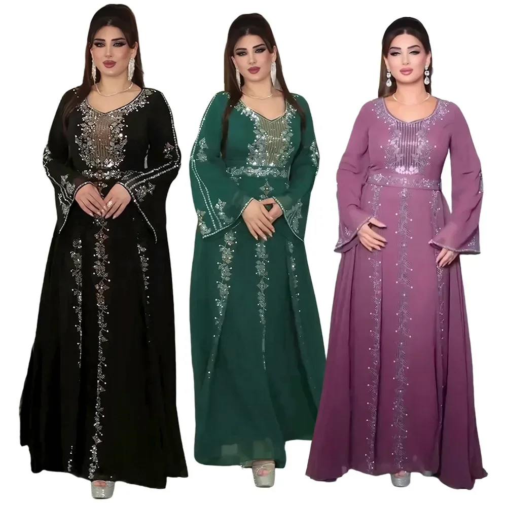 

2025 Abayas For Women Dubai Luxury African Muslim Fashion Dress Caftan Marocain Evening Party Dresses Boubou Robe Djellaba Femme