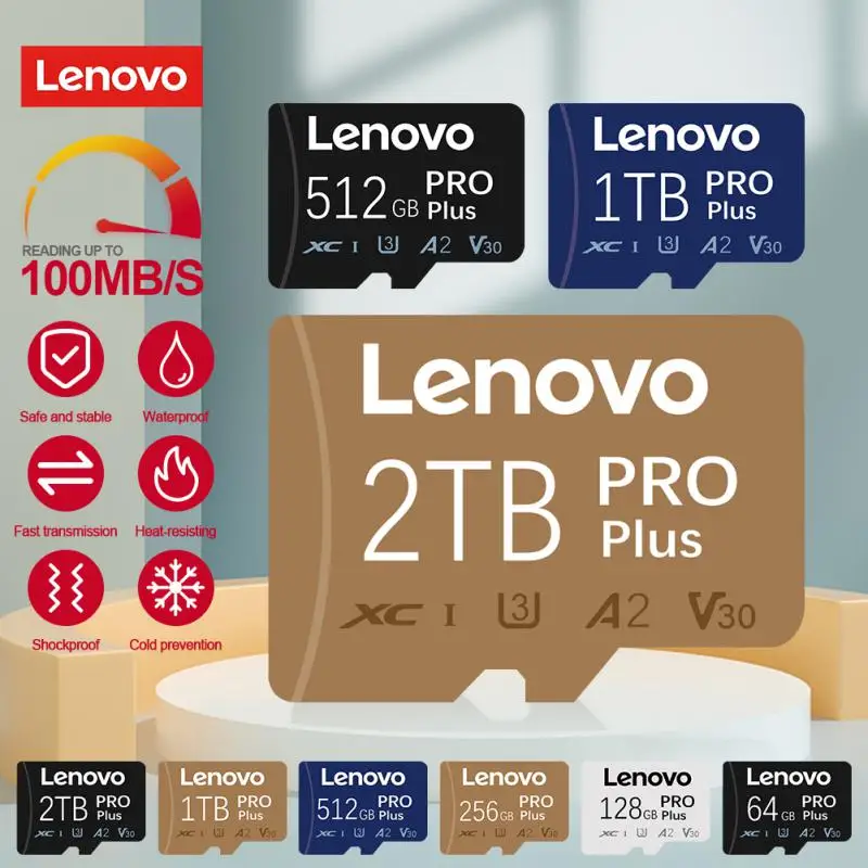 Lenovo-tarjeta de memoria de 2TB, 128GB, V30, Clase 10, TF, SD de 1TB, 512GB, alta velocidad, Micro TF, SD, 256GB, para Nintendo Switch Drone