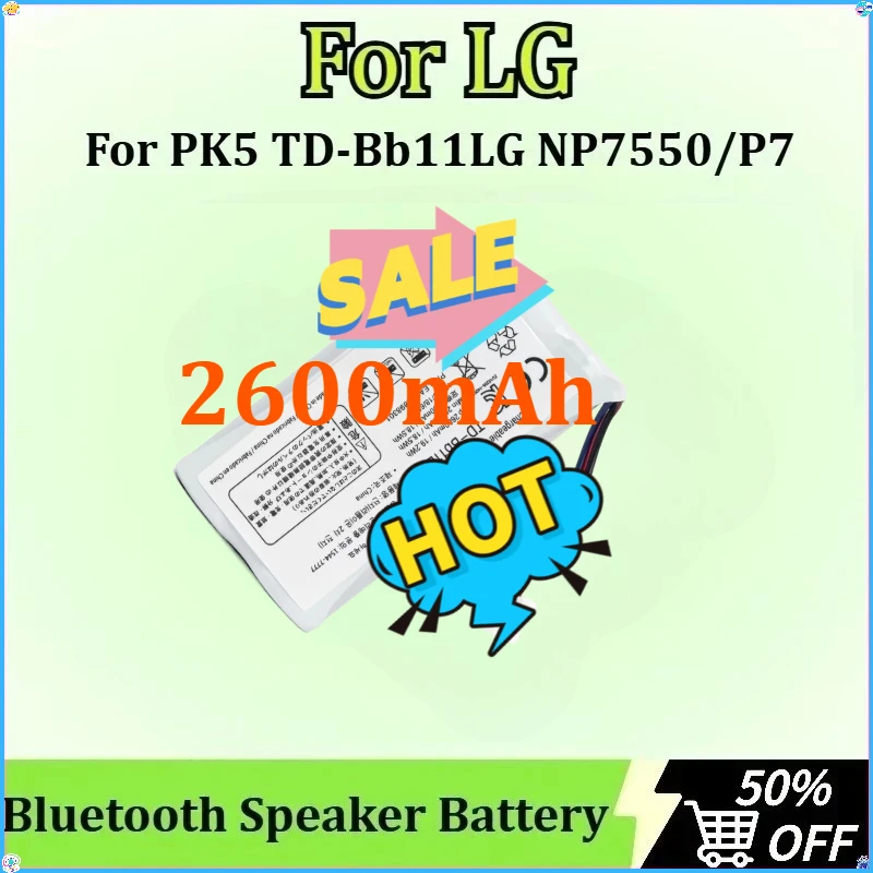 

2600mAh for LG PK5 TD-Bb11LG NP7550 /P7 High-Capacity Replacement New Bluetooth Speaker Battery