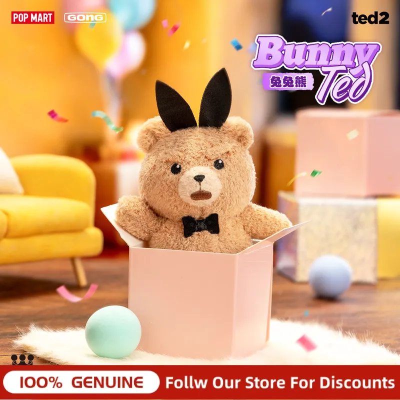 Genuine Pop Mart Gong Ted2 Teddy Bear Fluffy Blind Box Bath Towel Style Hanging Pendant Fashion Collectible Decor Gift For Fans