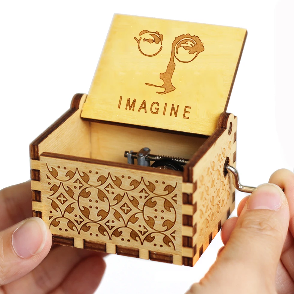 HOT !! Wooden Hand Crank Imagine Music Box Christmas gifts Valentine's Day gifts New Year gifts birthday gifts