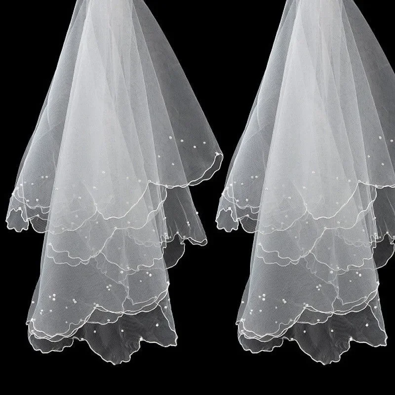 Simple Elegent Wedding Bridal Veil Tulle Ivory One Layers Bride Accessories Short Women Veils