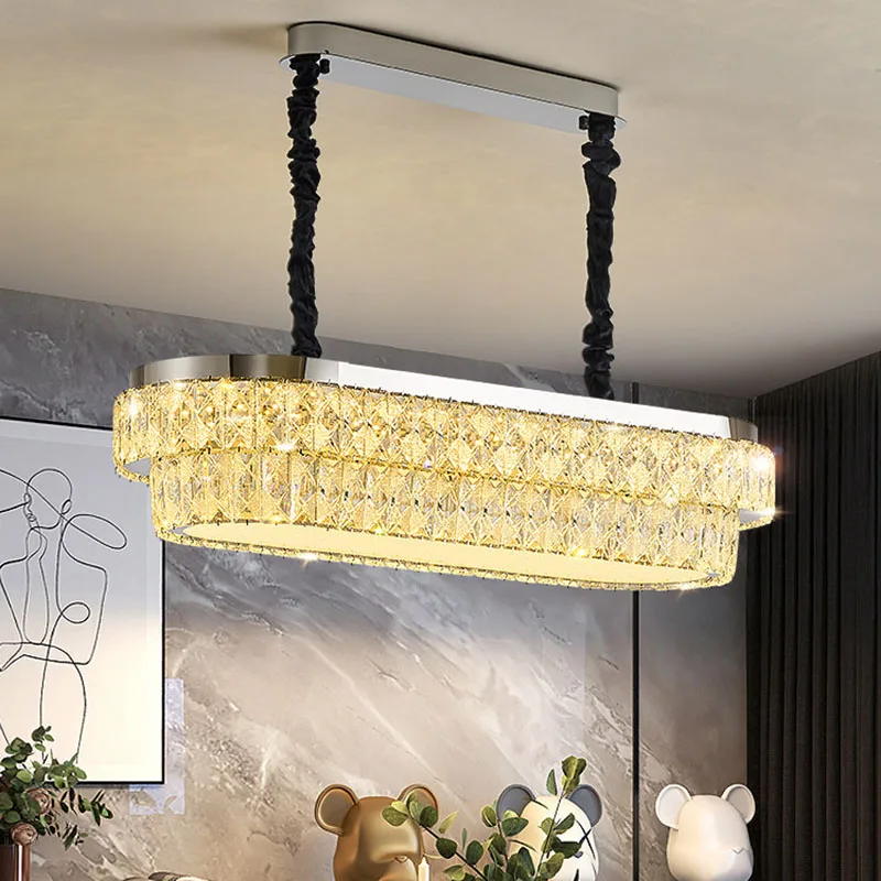 

Современные хрустальные подвесные светильники-люстры для столовой, подвесные лампы для потолка, подвесные светильники для внутреннего освещения.