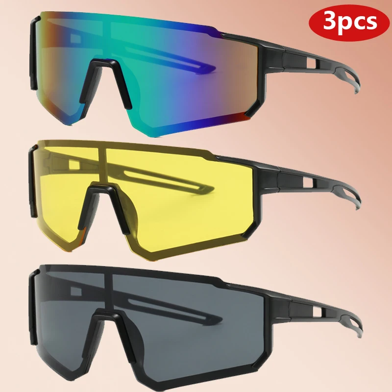Image of Wandern 3 stücke Klassiker Outdoor Sport Anti Licht Gläser Famale Mode Große Rahmen Design Brille Einfachen Stil Integrierte Gläser
