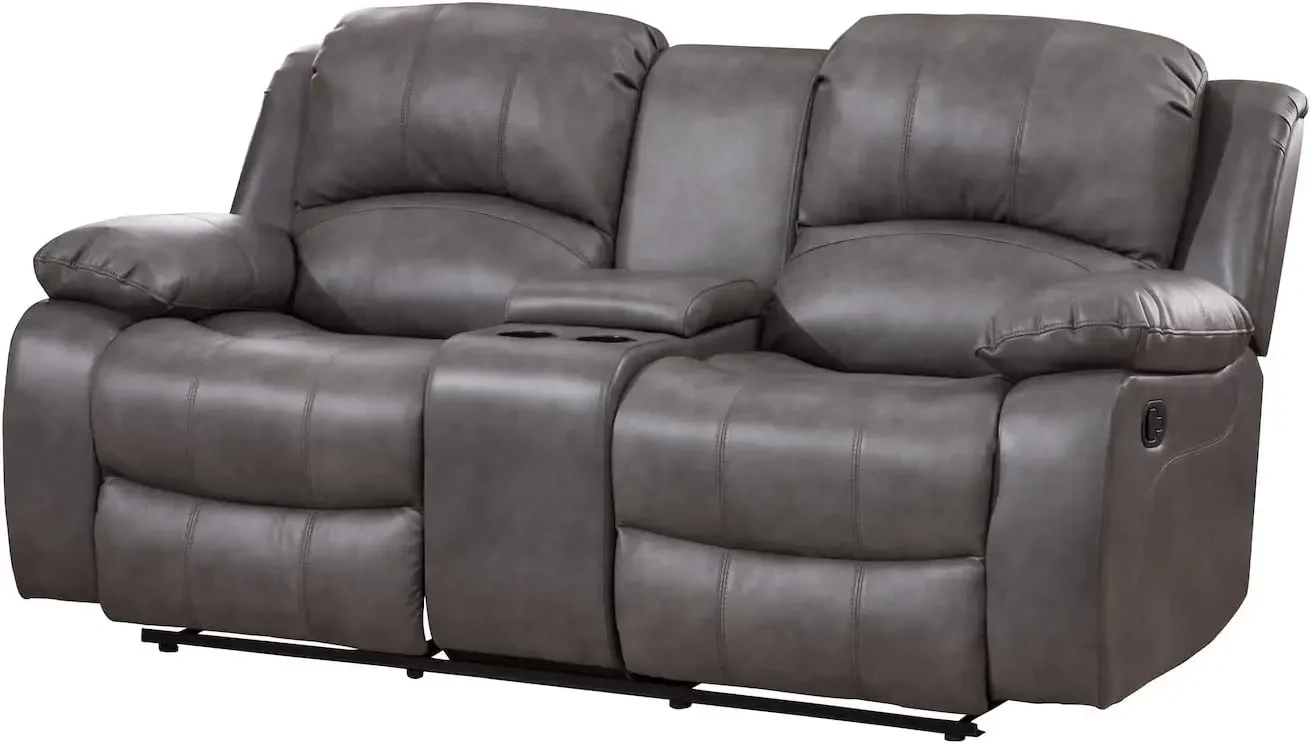 حار sales2PC الجلود الهواء أريكة استلقاء Loveseat مجموعة غرفة المعيشة مجموعة 8018 ألوان متعددة (رمادي)