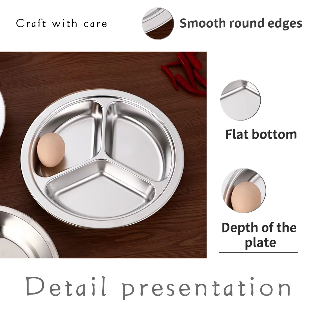 قطعة واحدة من أدوات المائدة المصنوعة من الفولاذ المقاوم للصدأ مقسمة إلى شبكات، أطباق الوجبات السريعة، أطباق طلاب المدارس، مقصف الموظفين، أطباق المطاعم #6