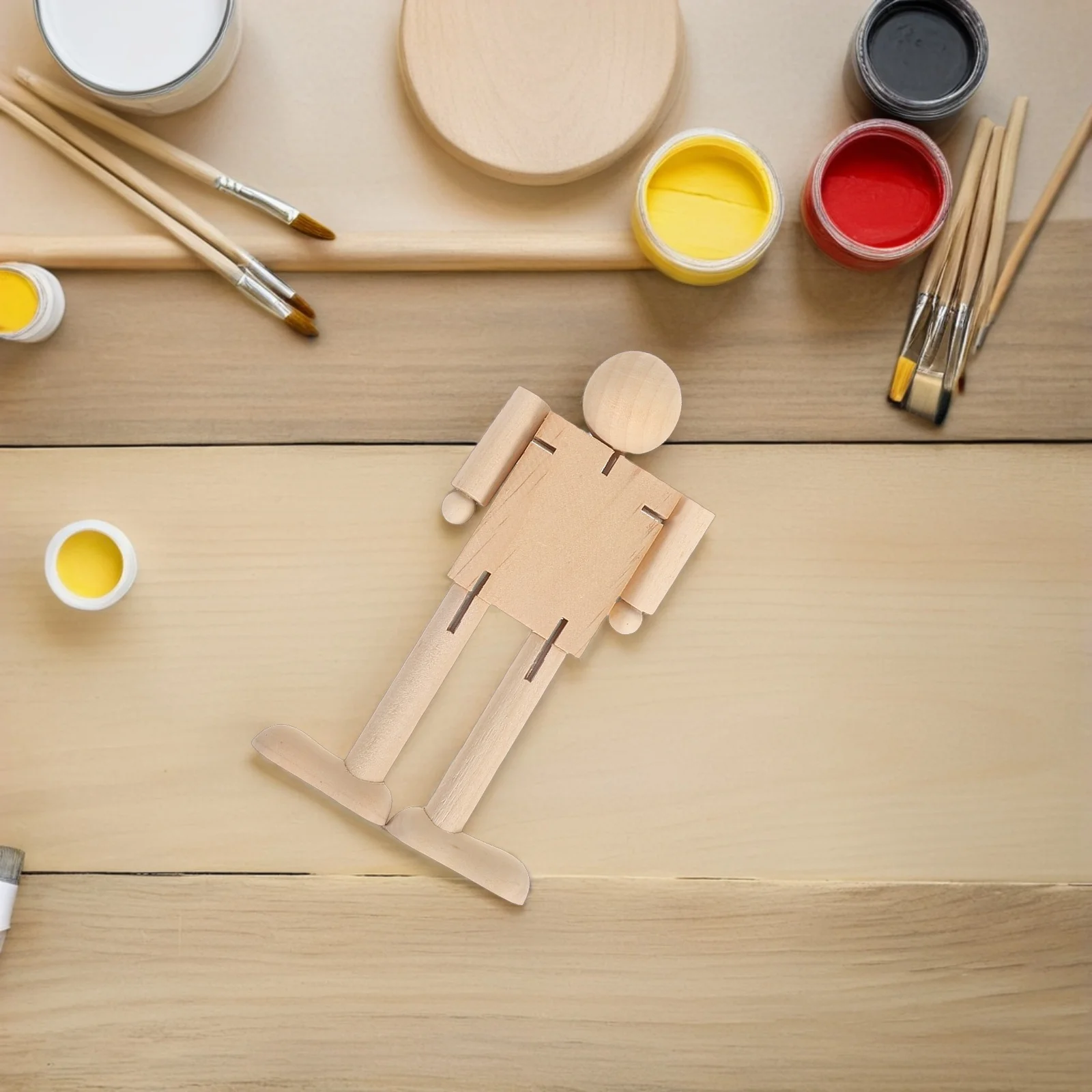 3 قطع روبوت خشبي: شخصية كلاسيكية من الخشب الصلب للرسم والديكور - عارضة أزياء مشتركة لتعزيز التعبير الإبداعي #5