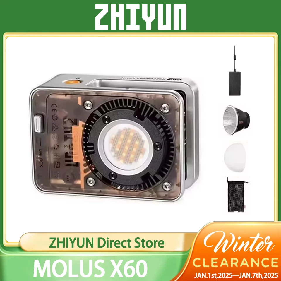 ZHIYUN MOLUS X60 60 Вт COB Fill Light Двухцветная и модель RGB Доступна легко управляемая для съемки видеоблогов