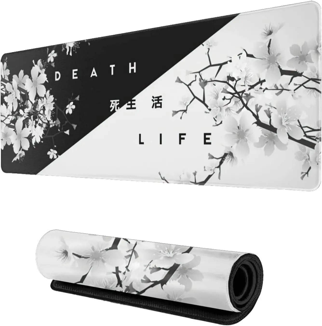 Black and White Cherry Blossom Gaming Mouse Pad 900x400 XL Extended Large Mouse Mat Desk Pad Non Slip Rubber Mousepad Gamer