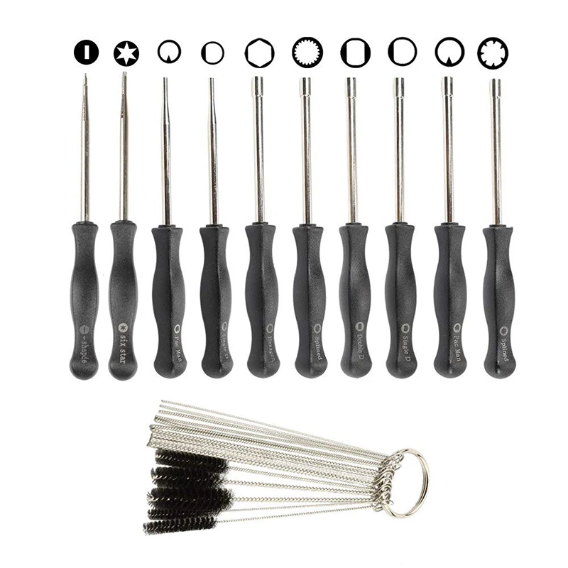 K50 10 Pcs Tune up Carburetor Adjusting Screwdriver Tool Kit with Carb Cleaning Needles Brushes for Walbro Zama Ryobi