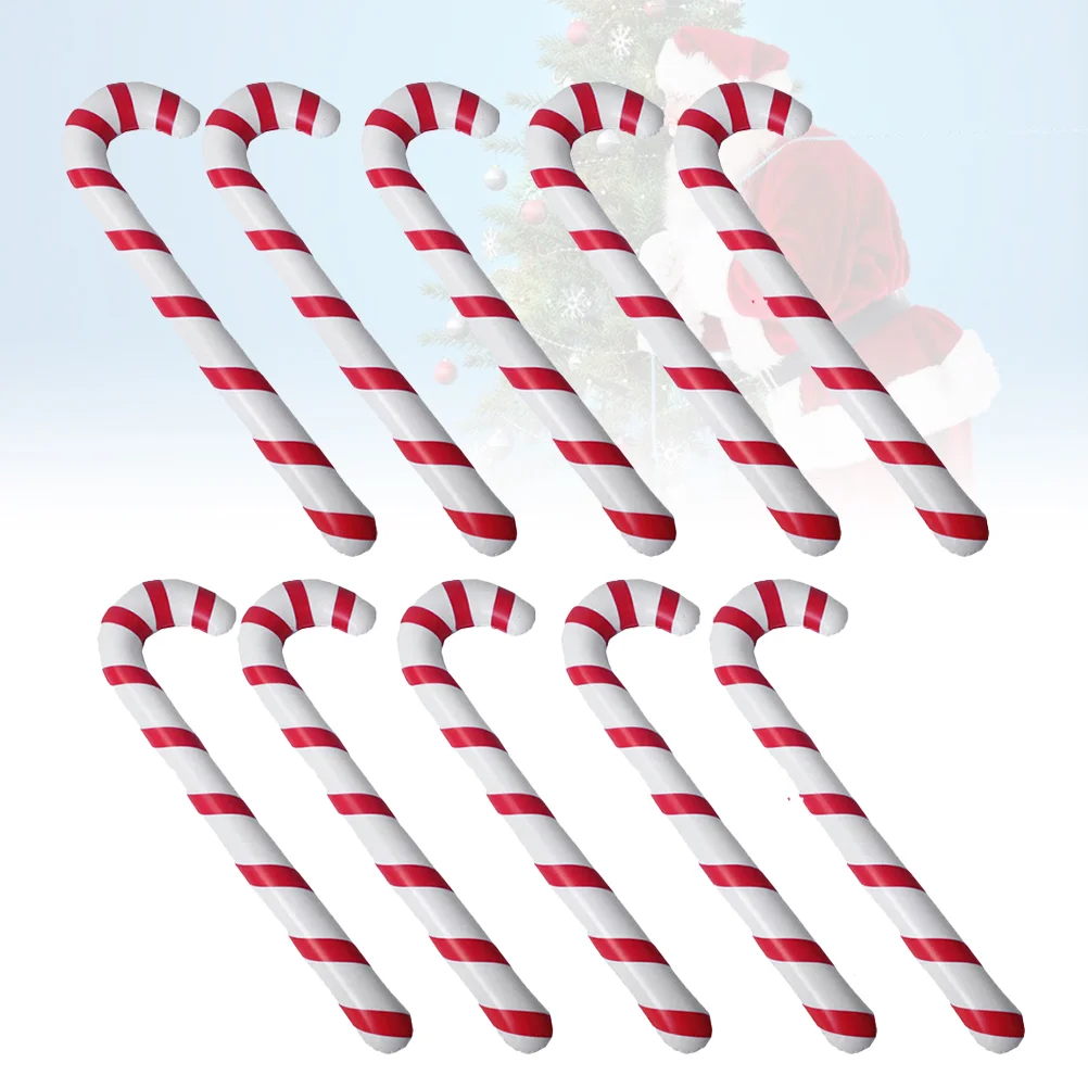 5pcs in A Set Christmas Inflation Crutches Creative Stripe Pattern Decorative Crutches Xmas Party Supplies (L Crutch, Red and Wh