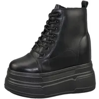 14cm 12cm 10cm Genuine Leather New Super Thick Sole Platform Wedge Hidden Heel Boots Shoes ZIP Boots Ankle Booties size 34-40