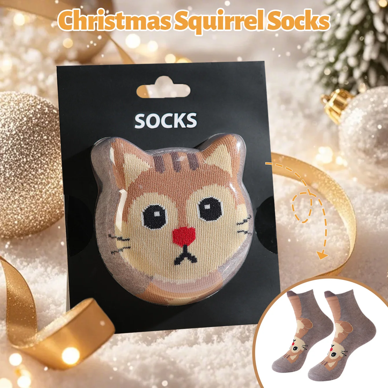 1 pair of unisex mid-calf socks with a novelty and interesting squirrel animal design, gift box socks, creative socks, fashionable and trendy style, comfortable and breathable, suitable for parties, casual wear, Valent