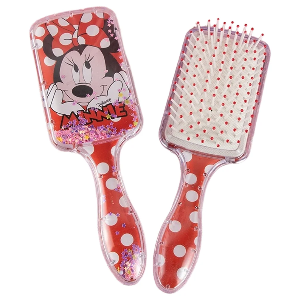 Peignes à coussin d'air Disney Minnie Mickey, brosse à cheveux de Massage à paillettes étoile 3D amusante, outil de coiffure, cadeau pour enfants