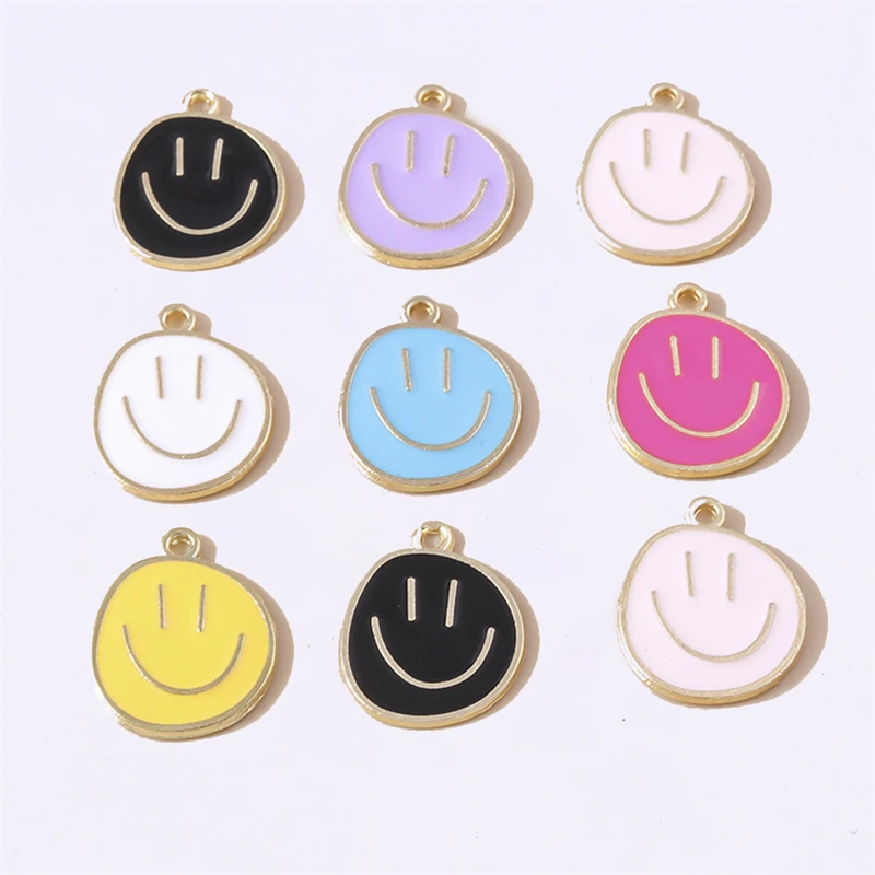 

Duarte 20Pcs/Lot Cute Colorful Enamel Smile Face Charms Pendants for Jewelry Making DIY Necklace Earrings Bracelets Accessories