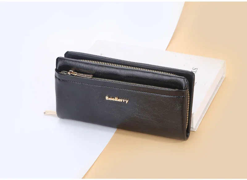 Baellerry Lange Damen-Geldbörsen, Tasche mit Handyfach, Namensgravur, Marken-Damen-Geldbörse mit Reißverschluss, Kartenhalter, Damen-Geldbörse für Mädchen – Detail 13