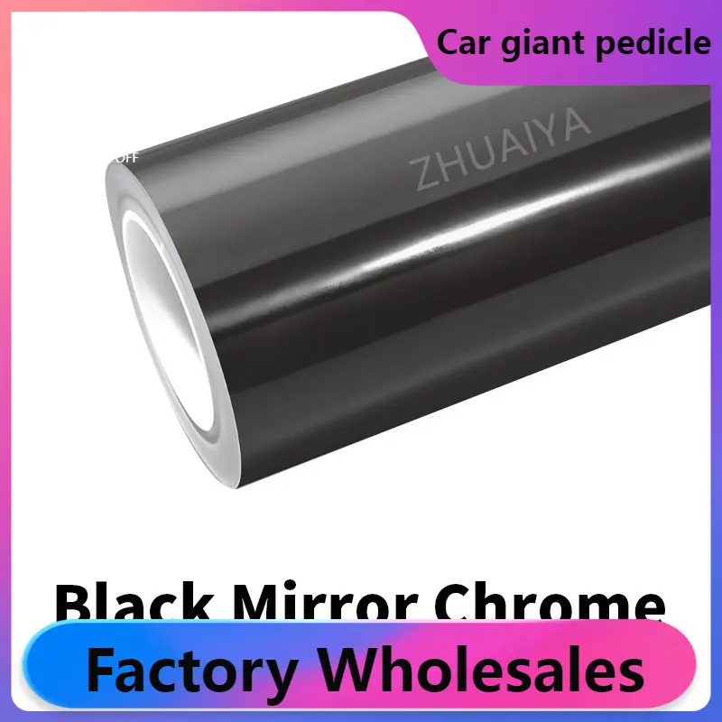 

Highest quality Mirror Chrome Black Vinyl Wrap film wrapping film bright 1.52*18m roll quality Warranty covering film voiture