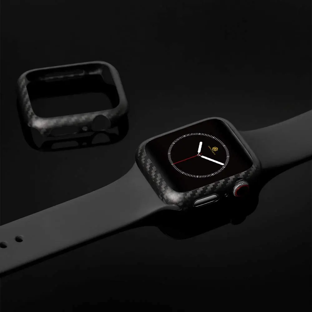 Couvercle en fibre de carbone pour Apple Watch, boîtier de montre intelligente, protecteur de montre intelligente, série 7, 6, 5, 3, SE, 44mm, 45mm, 41mm, 40mm, iWatch 42mm, 38mm