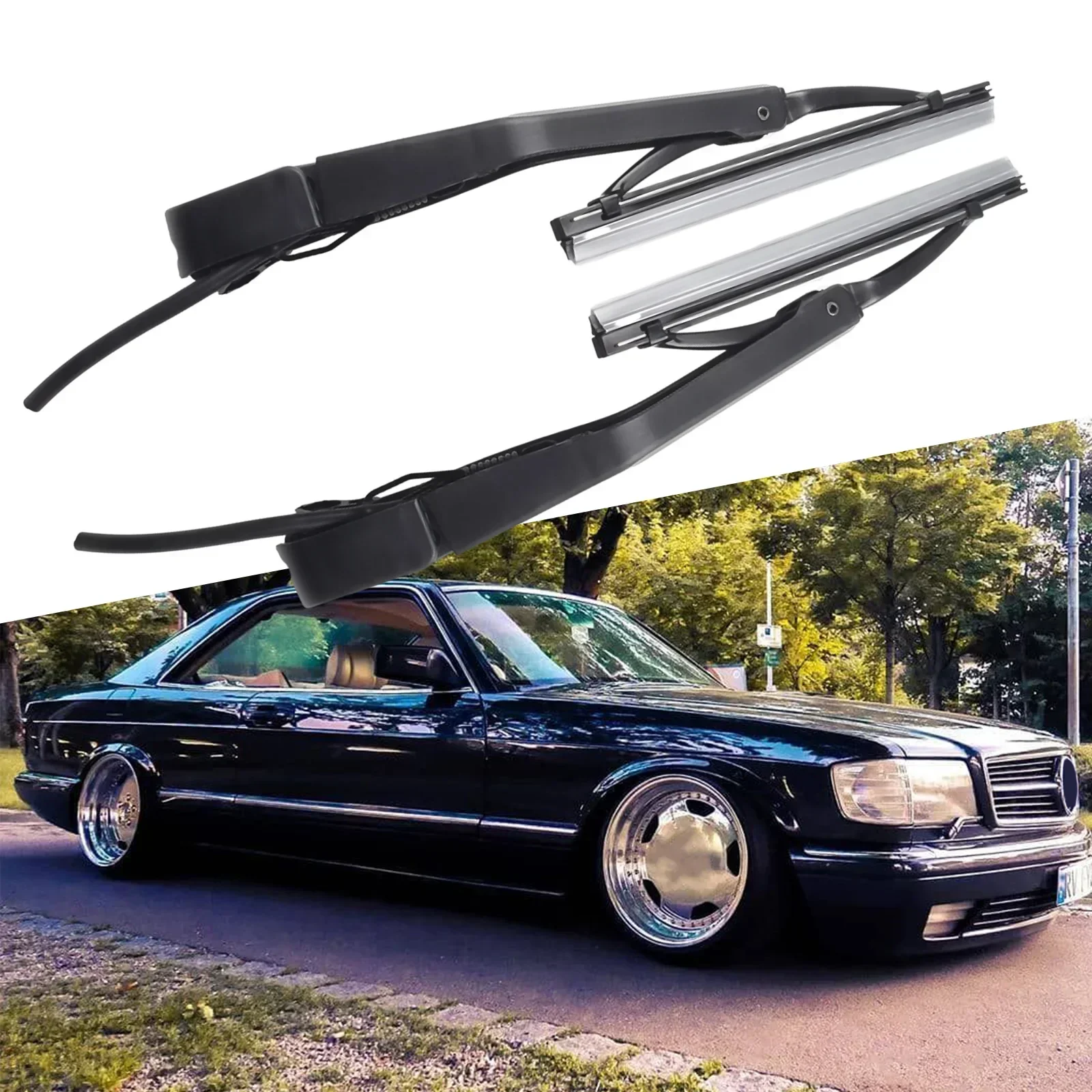 2Pcs Plastic Black Headlight Wipers Arms Replacements RH+LH For Mercedes W126 A1268204544 A1268204644 Automobiles Wear Parts