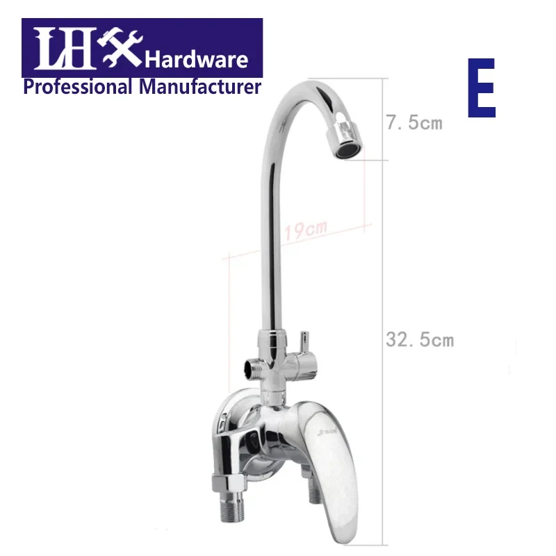 Water Tap for Kitchen Faucet Bathroom Shower Hot and Cold Mixer with Red Blue Coded Home Hardware LHX XY109 DIY C