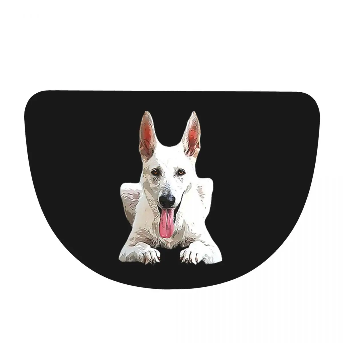 White Swiss Shepherd White German Shepherd Soft Flannel Half Round Doormat Non Slip Bathroom Mat Absorbent Floor Carpet for Home
