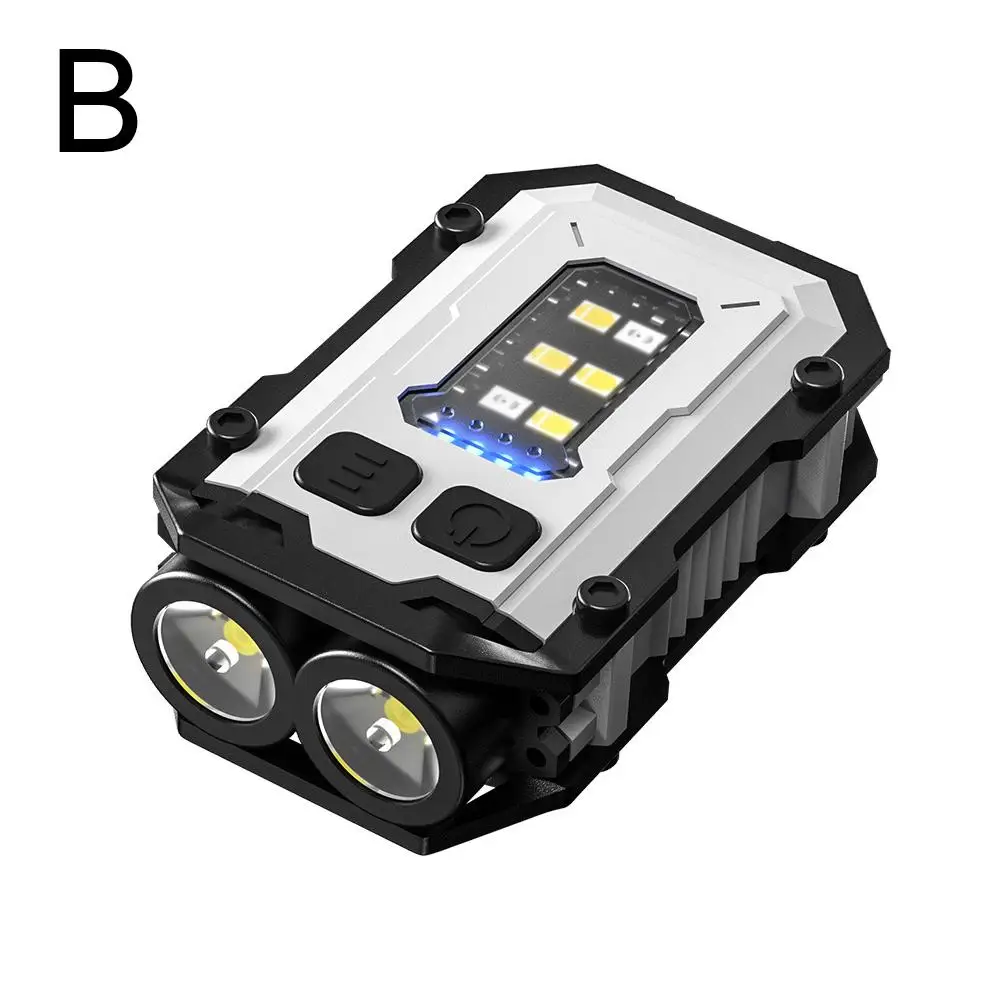 New Multifunctional Keychain Flashlight Dual Light Mini Camping Powerful Outdoor Lantern Type-C Charging Source Warning Tor F0M4