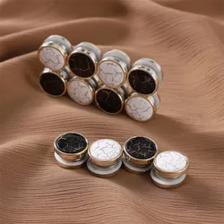 Round Marble Crack Hijab Pins Lady Muslim Fashion Fixed Pins High Quality Silk Scarf Clips Strong Magnetic Buckle