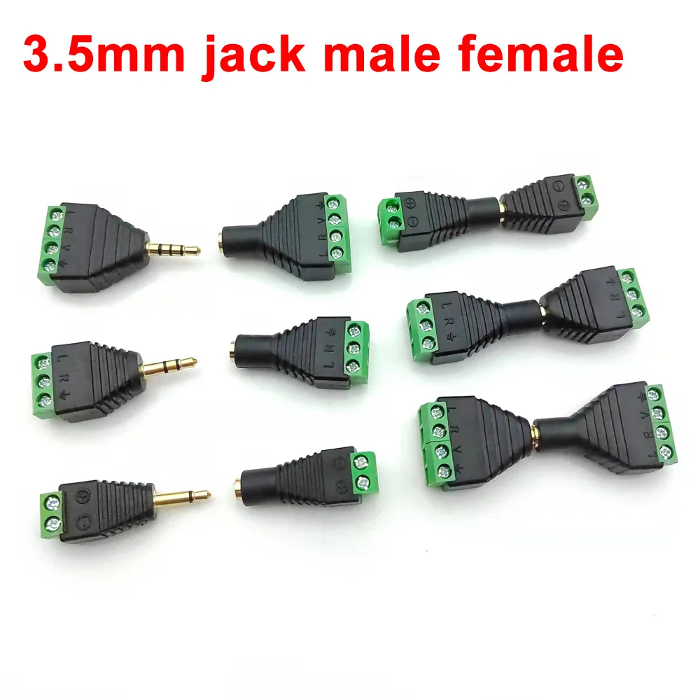 

5PCS 2/3/4Section 3.5mm jack connector stereo DC free screw crimping audio interface terminal block mono channel plug adapter